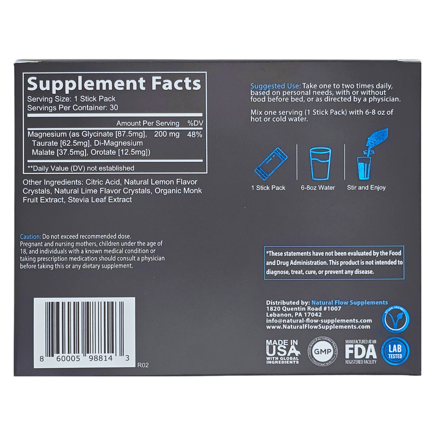 *NEW* Magnesium 4X Complex Stick Packs Lemon/Lime -30Ct-