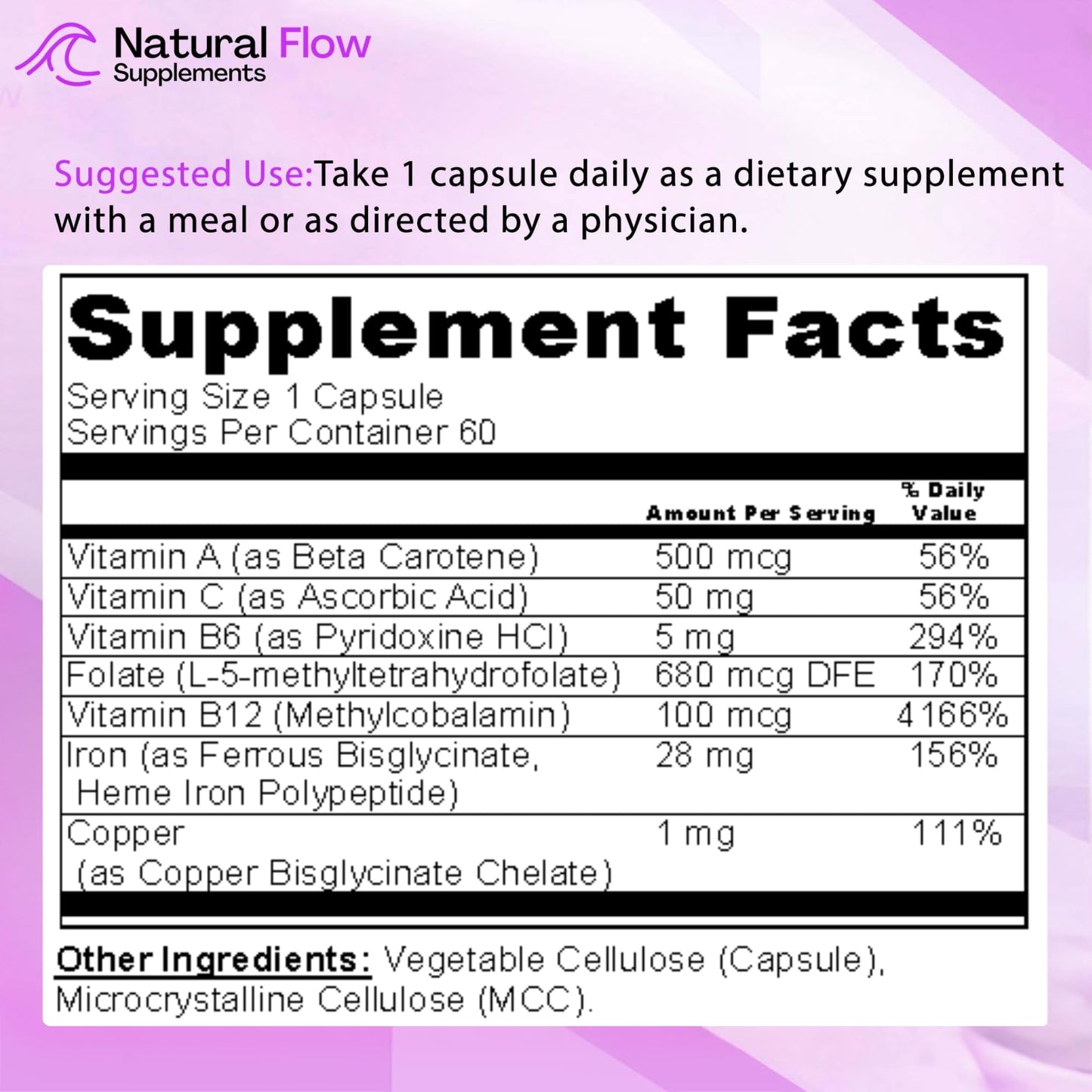 2X Iron Complex - Heme and Non-Heme Iron - 60 Capsules