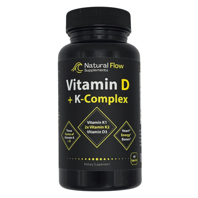 Vitamin D+K Complex with D3, K2, and K1  - 60 Capsules