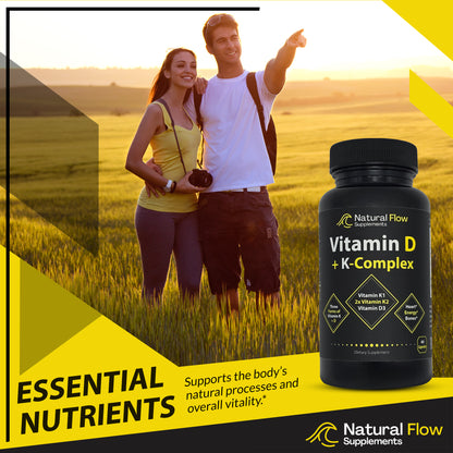 Vitamin D+K Complex with D3, K2, and K1  - 60 Capsules