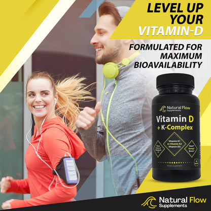 Vitamin D+K Complex with D3, K2, and K1  - 60 Capsules