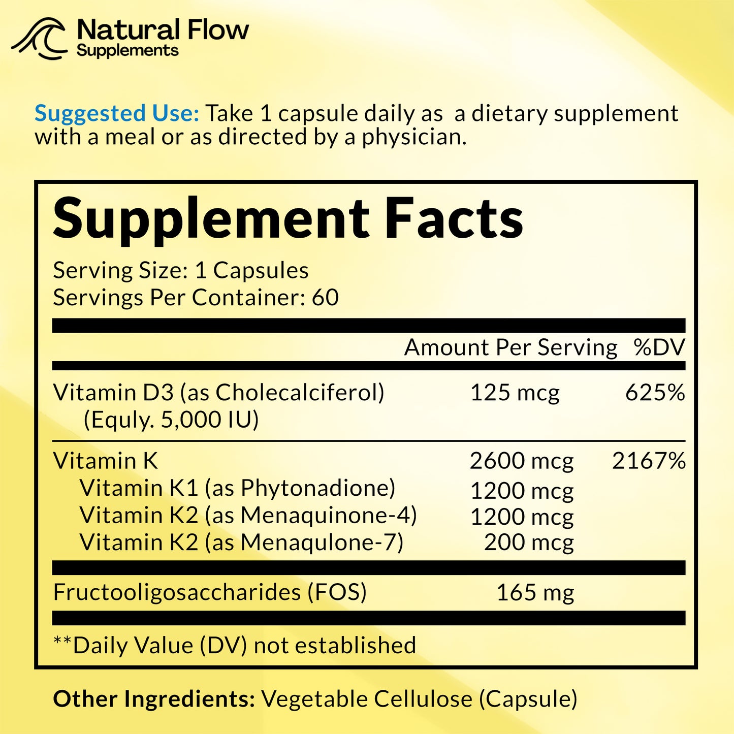 Vitamin D+K Complex with D3, K2, and K1  - 60 Capsules